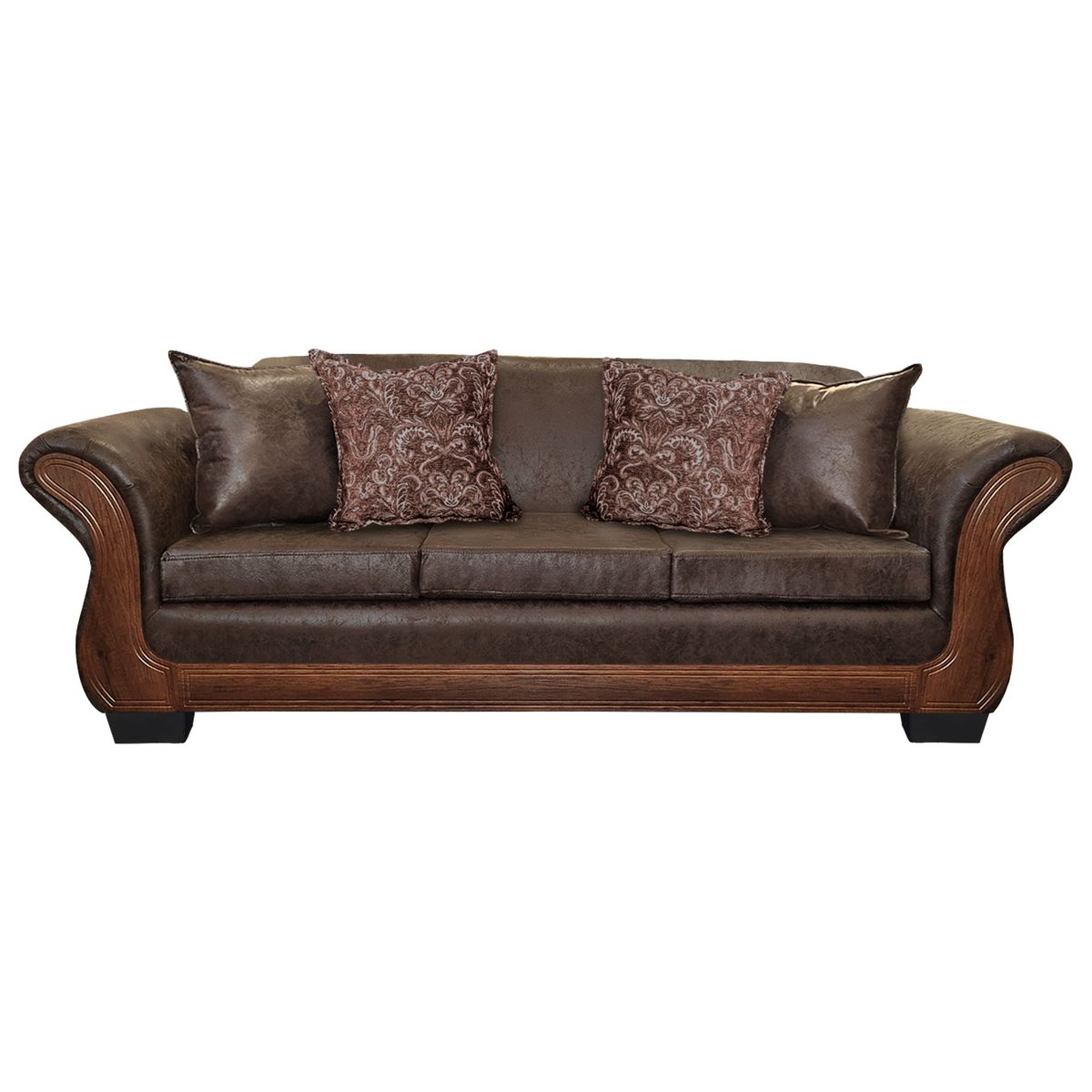 AMERICA DECORA - Sofá Con Resorte Estructural 4 Cuerpos Finis Envejecido Café Oscuro X