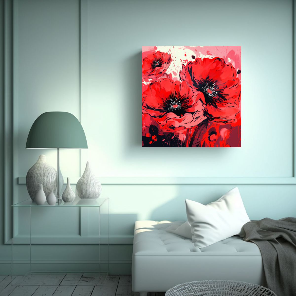 GENERICO - Cuadro Espectacular Calma Rojo Colores Neonoir 60x60 Cm