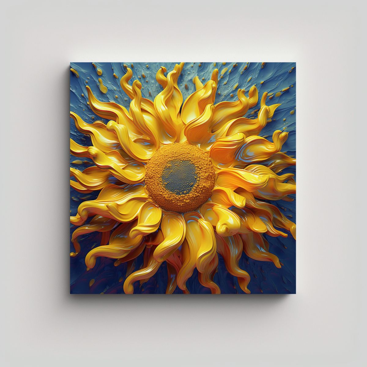 GENERICO - Cuadro Decorativo Abstracto Con Girasol En Lienzo 60x60 Cm.