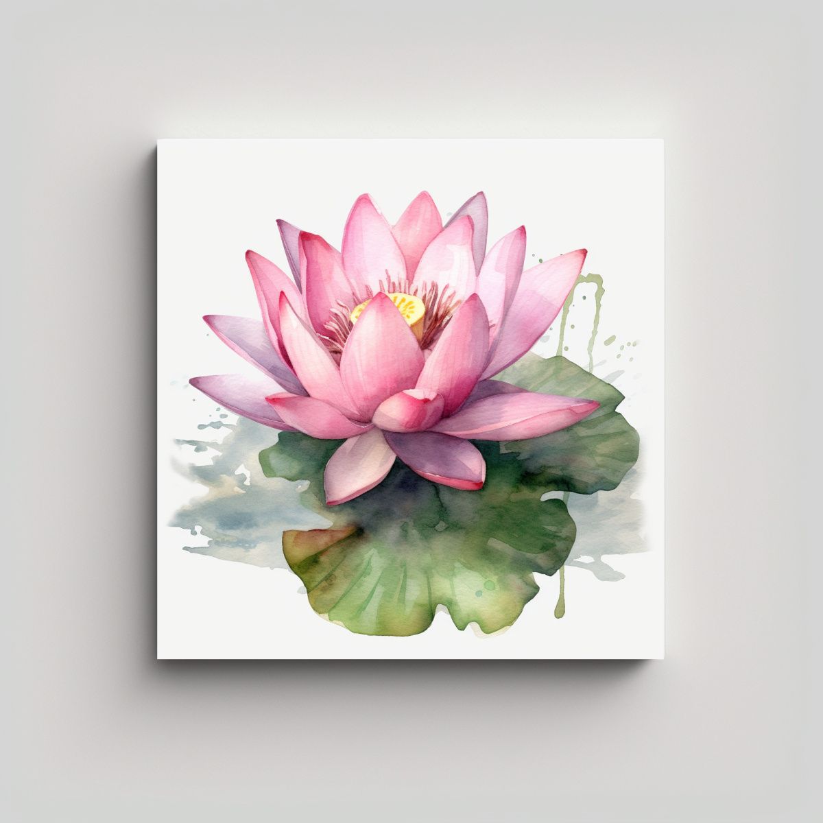 GENERICO - Cuadro Original Tela En Bastidor Loto Rosa 60x60 Cm