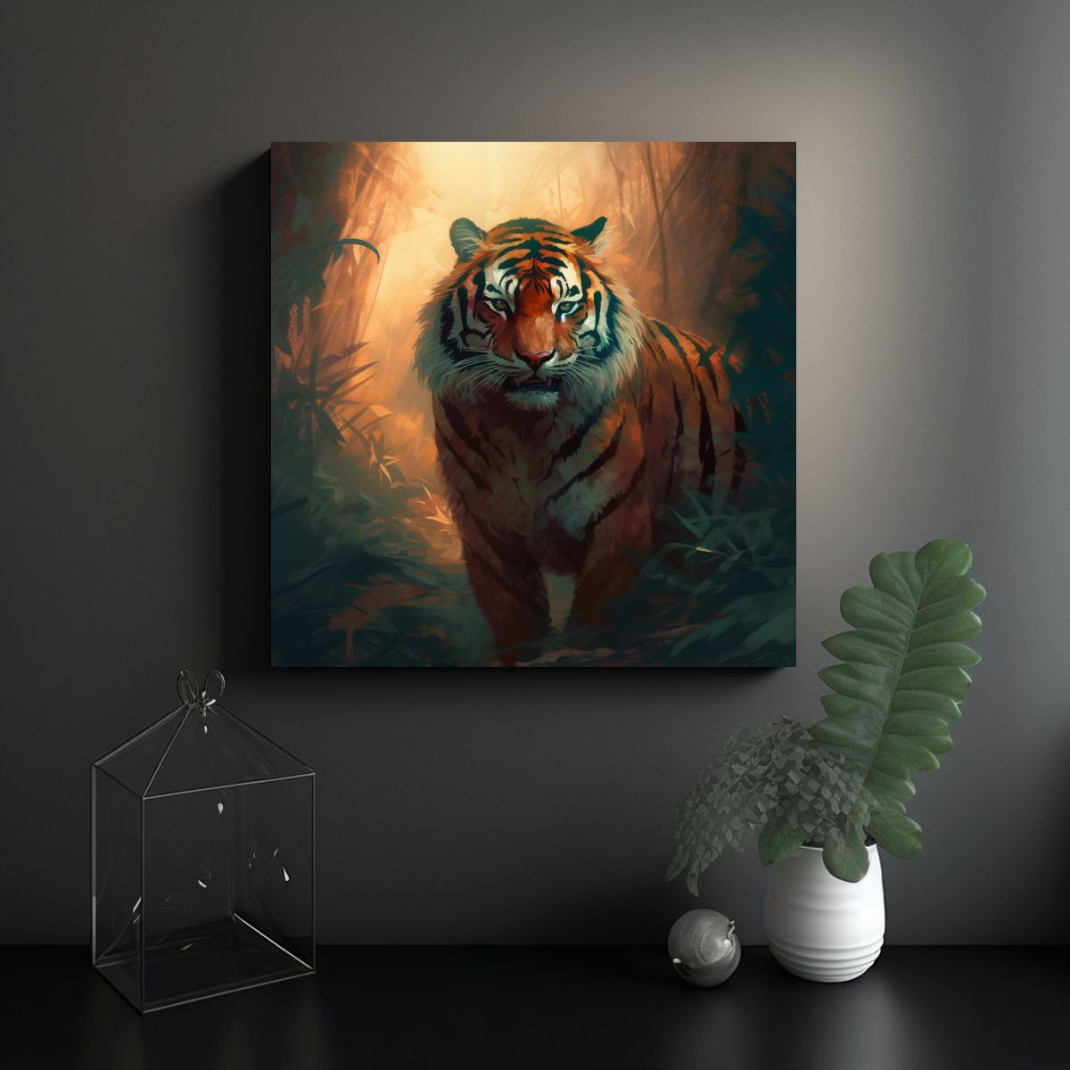 GENERICO - Cuadro Abstracto Vida Tigre Arte Decorativo 60x60 Cm