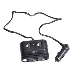 GENERICO - Cargador Triple Adaptador Encendedor Con Puertos Usb Auto