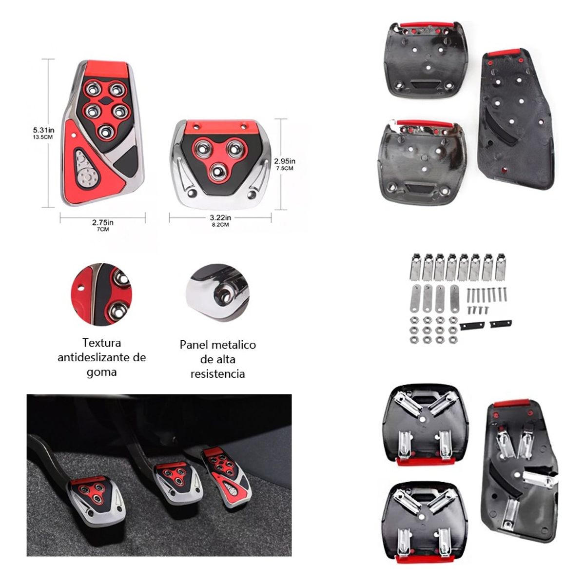 GENERICO - Cubre Pedales Freno Acelerador Y Embrague Antideslizante