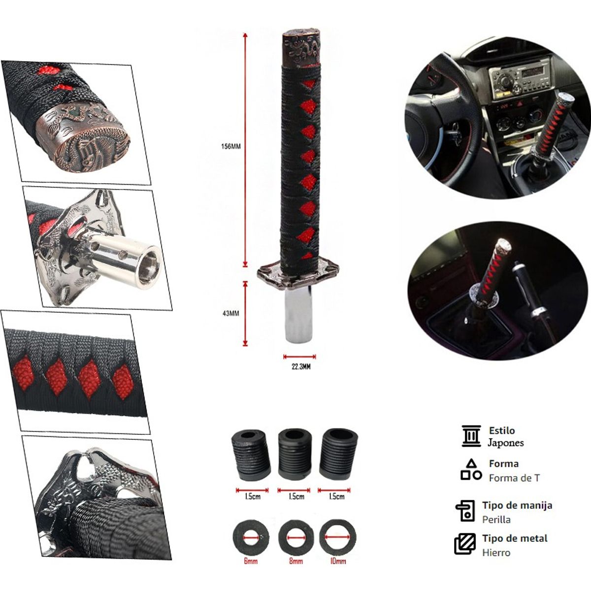 GENERICO - Manilla Katana Pomo De Cambios Auto Universal