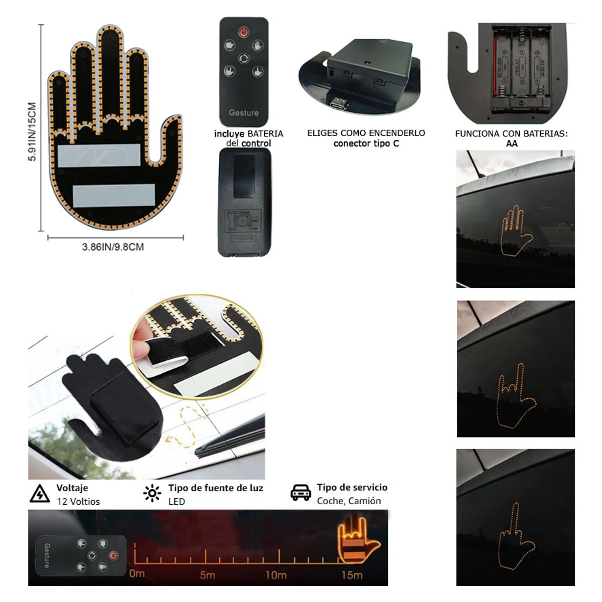 GENERICO - Señal De Mano Led Para Auto 4 Modos