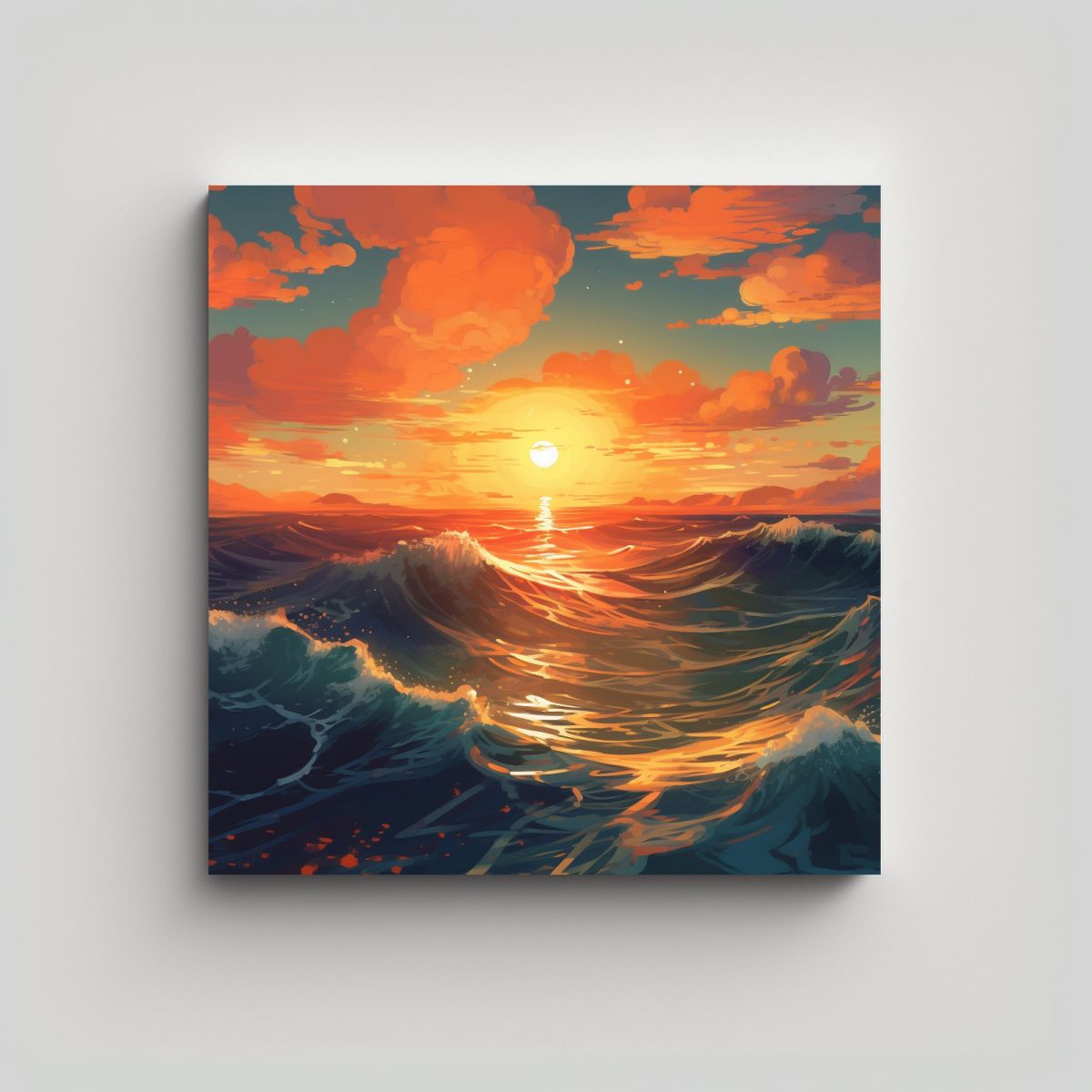 GENERICO - Cuadro Arte Dinámica Sol Sobre Océano Estilo 60x60 Cm