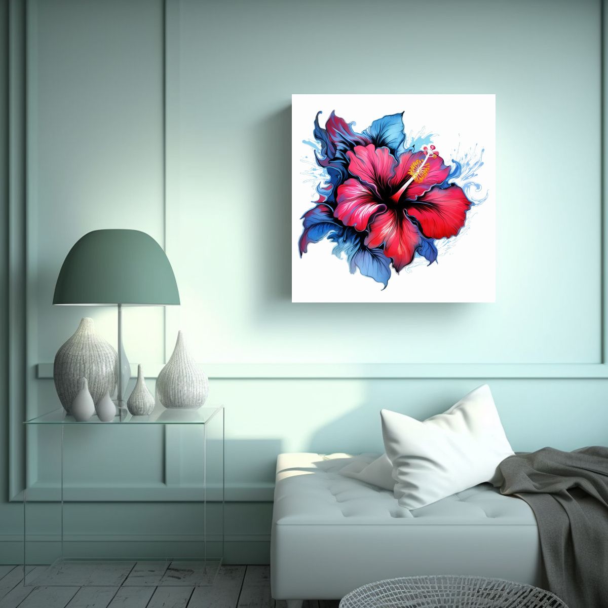 GENERICO - Arte Estilo Galeria Flor De Hibiscus Dibujo 60x60 Cm