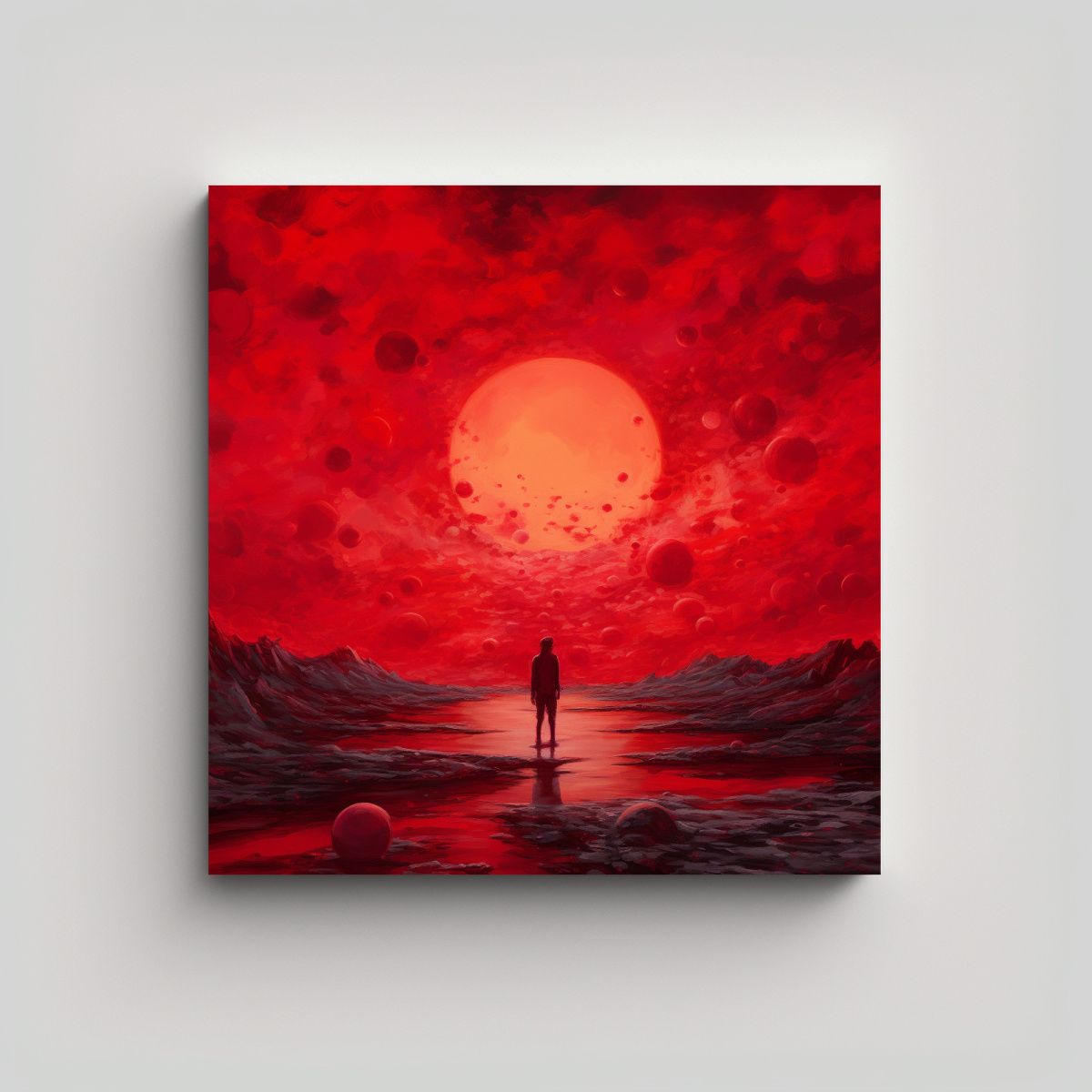 GENERICO - Pintura Abstracta Para Salón SPEEDBALL Cielo Rojo 60x60 Cm