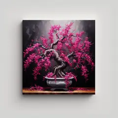 GENERICO - Pintura Abstracta Canva Tonos Alegría Fuchsia 60x60 Cm