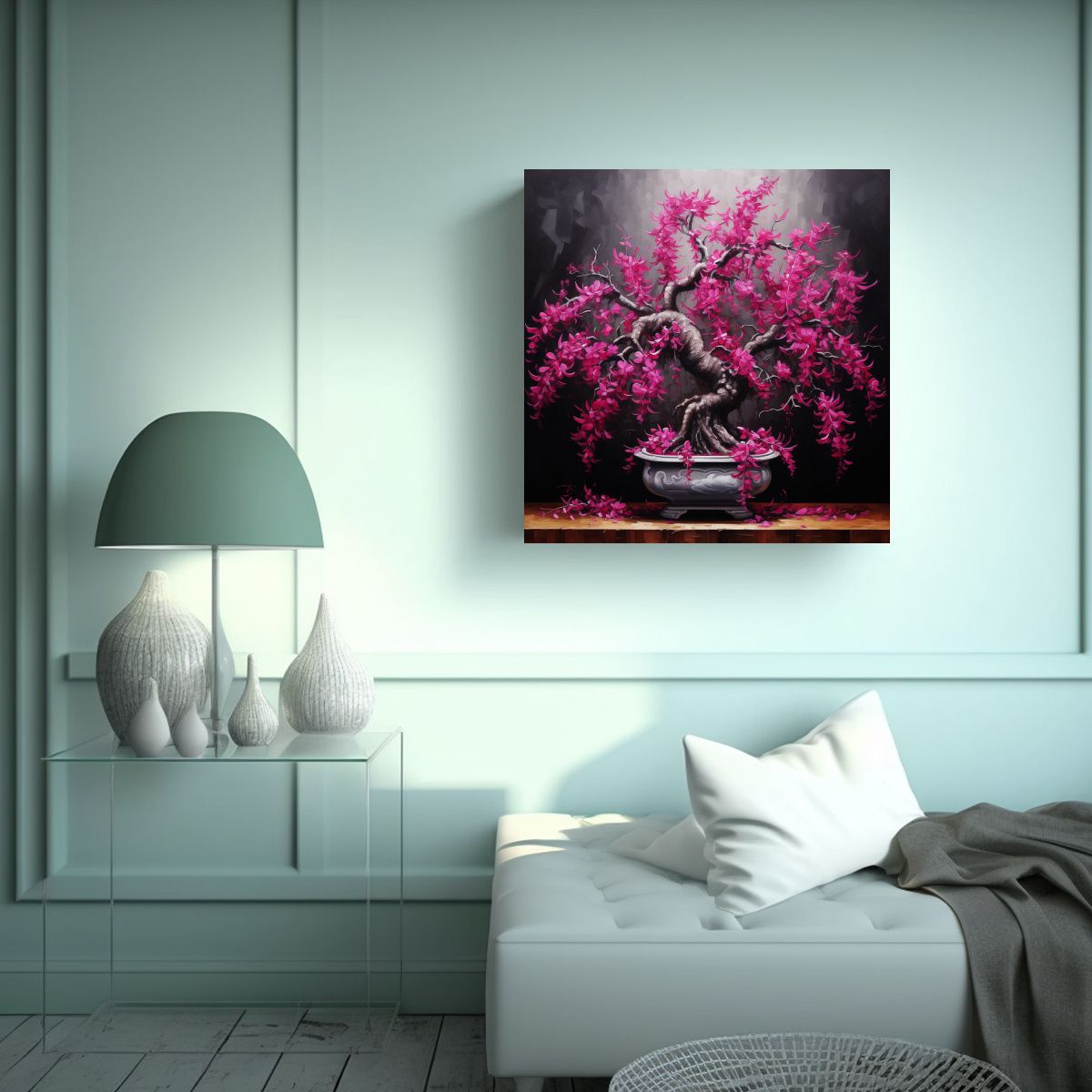 GENERICO - Pintura Abstracta Canva Tonos Alegría Fuchsia 60x60 Cm