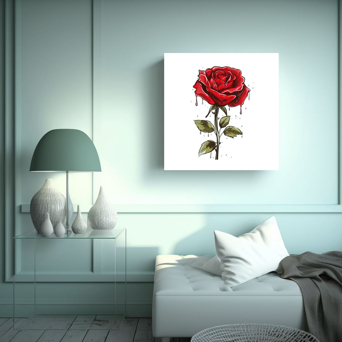 GENERICO - Pintura PopUp Roja Rosa Intensa Fondo Blanco 60x60 Cm