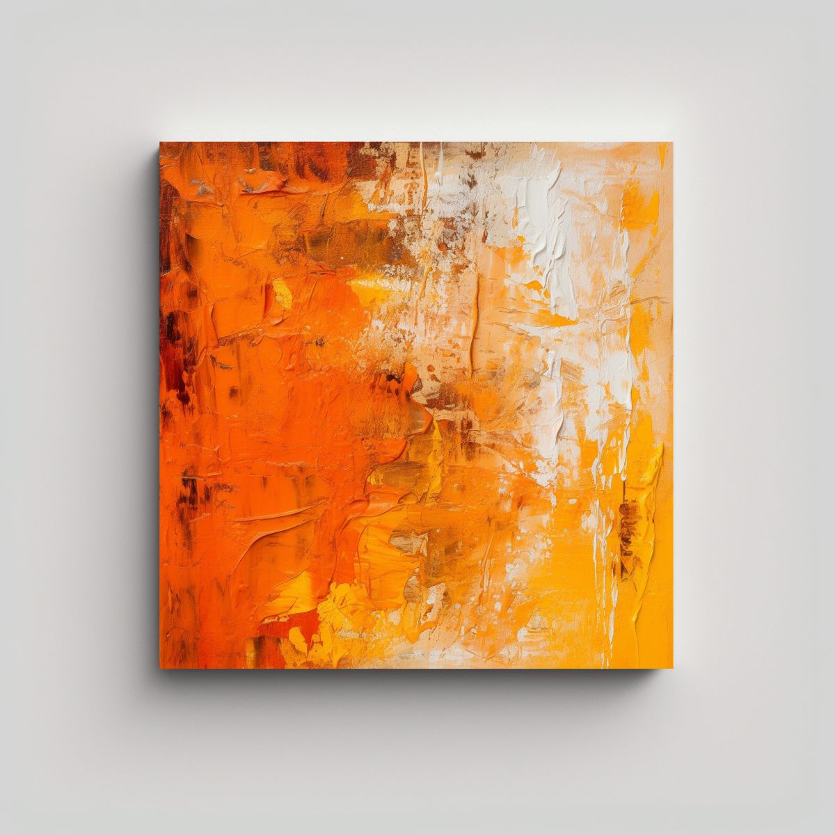 GENERICO - Pintura Moderna De Figuras En Color Naranja Sobre 60x60 Cm