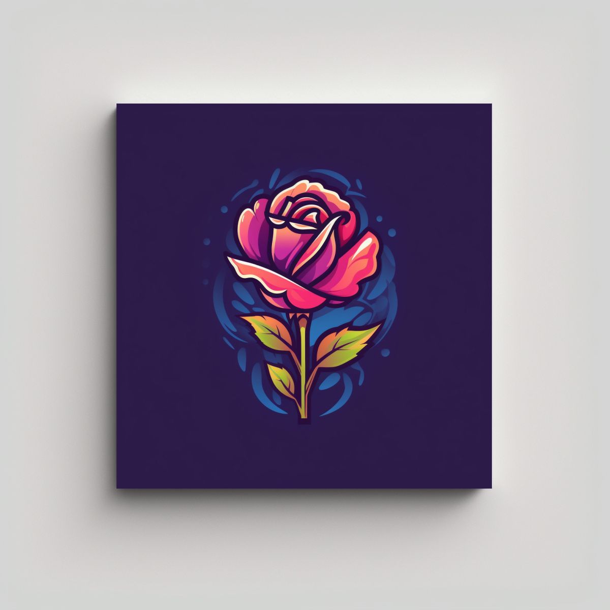 GENERICO - Ilustración De Rosa En Cuadro Decorativo Para 60x60 Cm