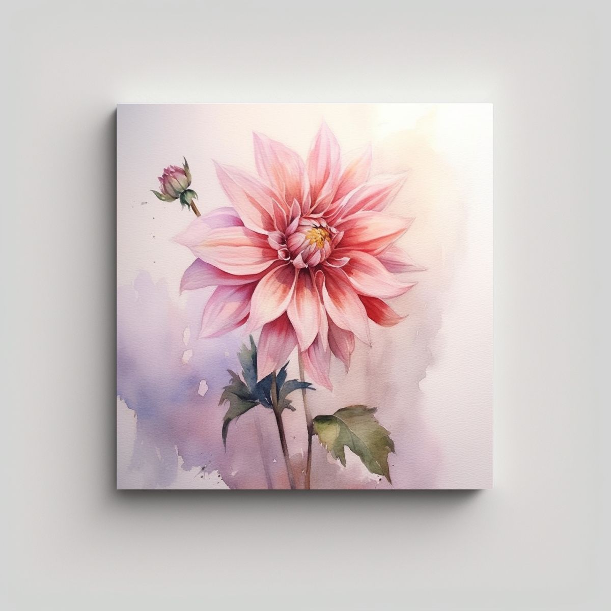 GENERICO - Cuadro Armonía Cromática Con Flores En Acuarela 60x60 Cm