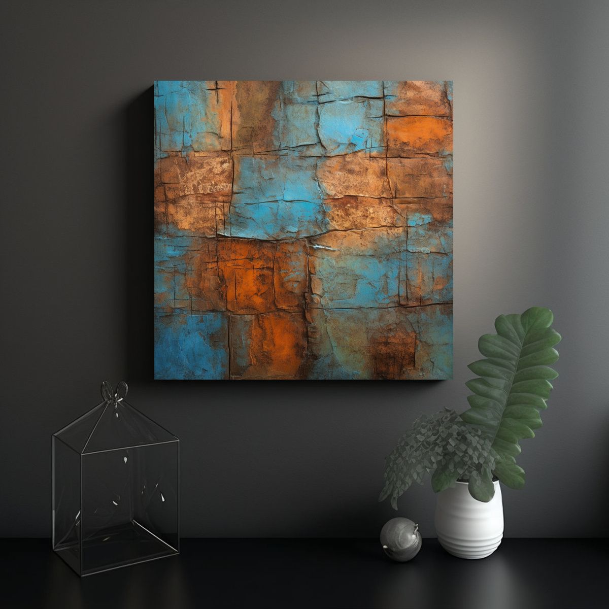 GENERICO - Cuadro Moderno Fantasía Texturas Y Tonos 60x60 Cm.