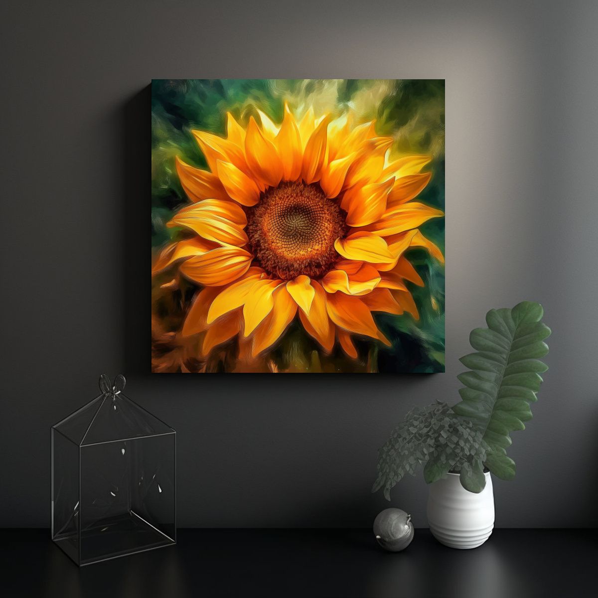 GENERICO - Cuadro Cuadro Girasol Impactante Estilo Sombreado 60x60 Cm