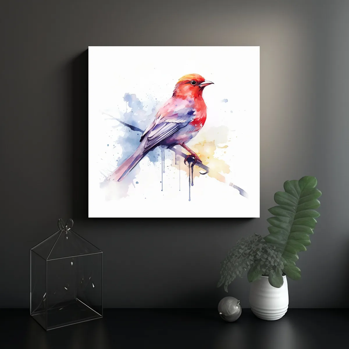 GENERICO - Cuadroes De Aves Para Cocina En Fondo Blanco 60x60 Cm
