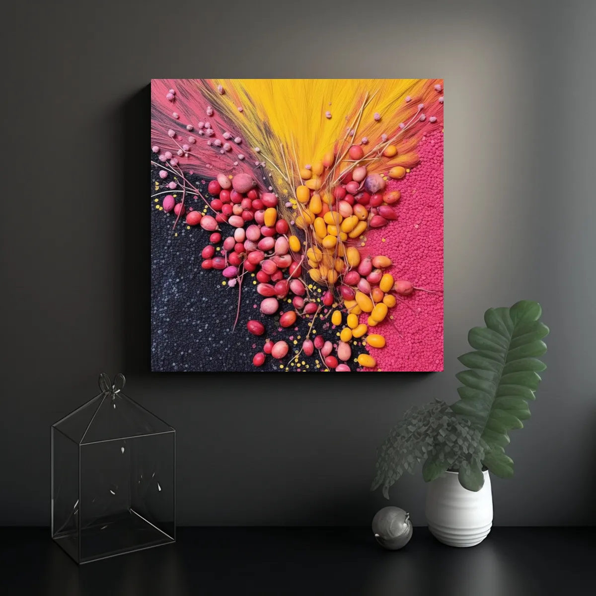 GENERICO - Tela En Bastidor Rosa Brillante Para Decoración 60x60 Cm.