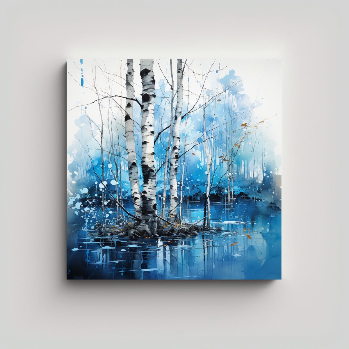 GENERICO - Cuadro Abstracto Equilibrio árbol Abedul Colores 60x60 Cm