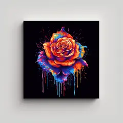 GENERICO - Pintura Decorativa Multicolor Rosa Goteando Arte 60x60 Cm.