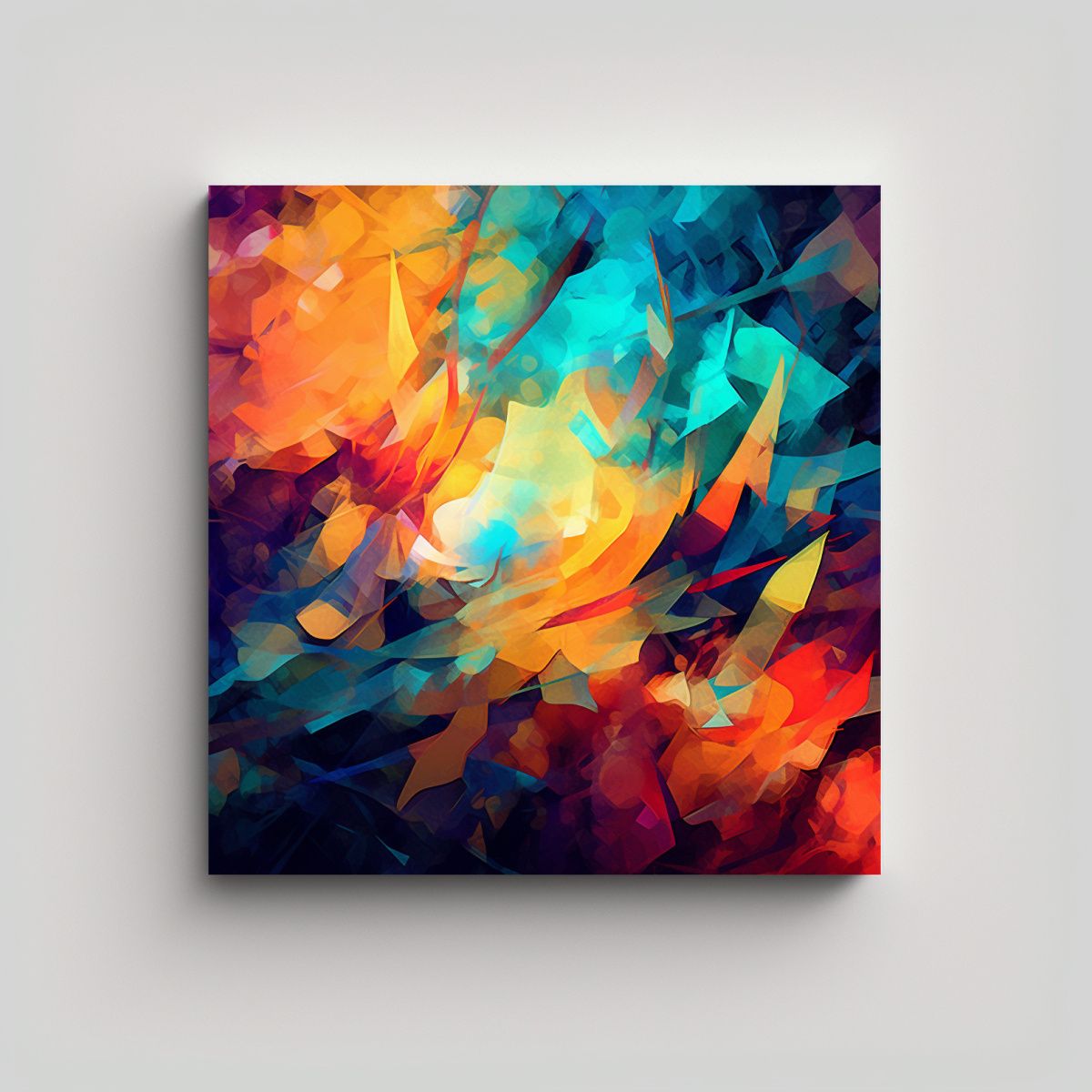 GENERICO - Cuadro Abstracto En Tela Sublimada Con Colores 60x60 Cm