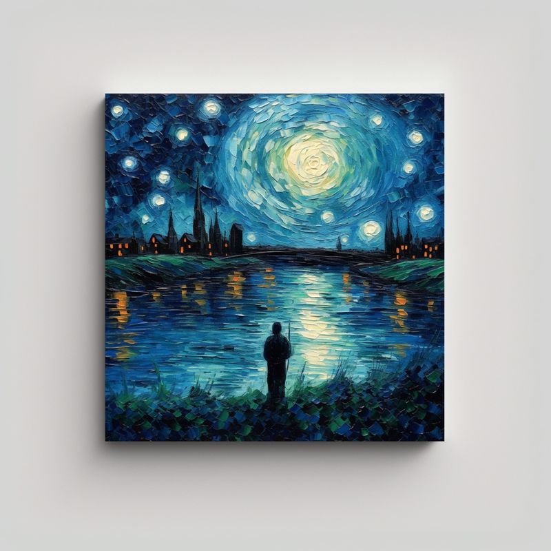 GENERICO - Cuadro Decorativo Exposición Van Gogh Noche 60x60 Cm