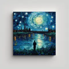 GENERICO - Cuadro Decorativo Exposición Van Gogh Noche 60x60 Cm.