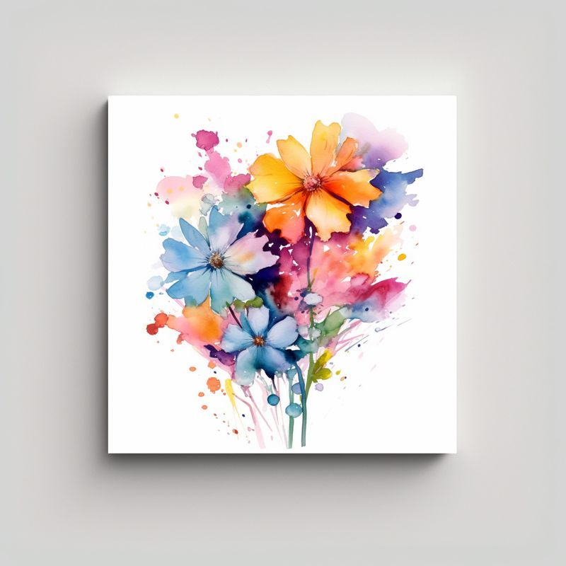 GENERICO - Pintura Abstracta Multicolor De Flores 60x60 Cm