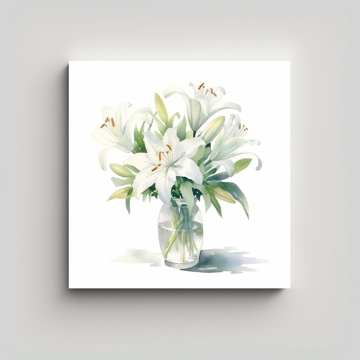 GENERICO - Gama De Colores En Dibujo De Lirios Blancos Arte 60x60 Cm