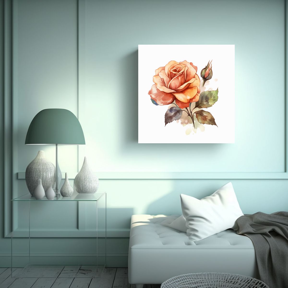 GENERICO - Ilustración Vectorizada De Rosa Luminosa 60x60 Cm