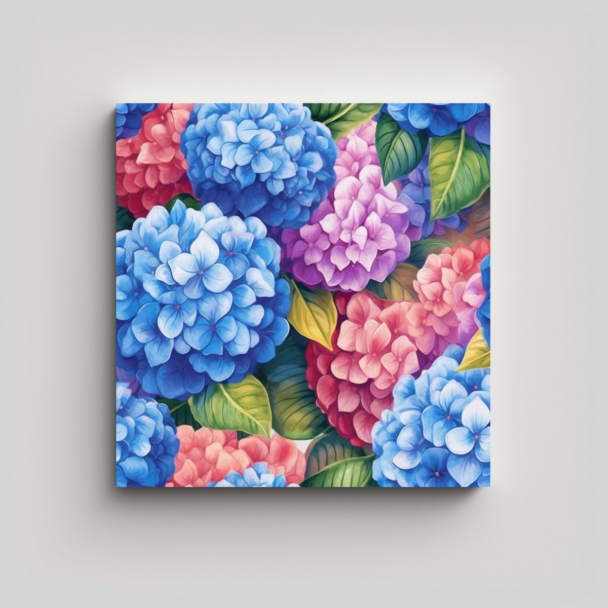 GENERICO - Lienzo Vibrante Con Dibujo De Hortensias En 60x60 Cm