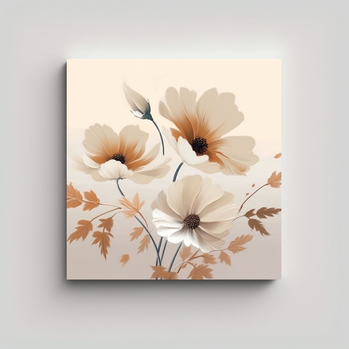 GENERICO - Arte Suave Lienzo Beige Flores Estilo Artístico 60x60 Cm