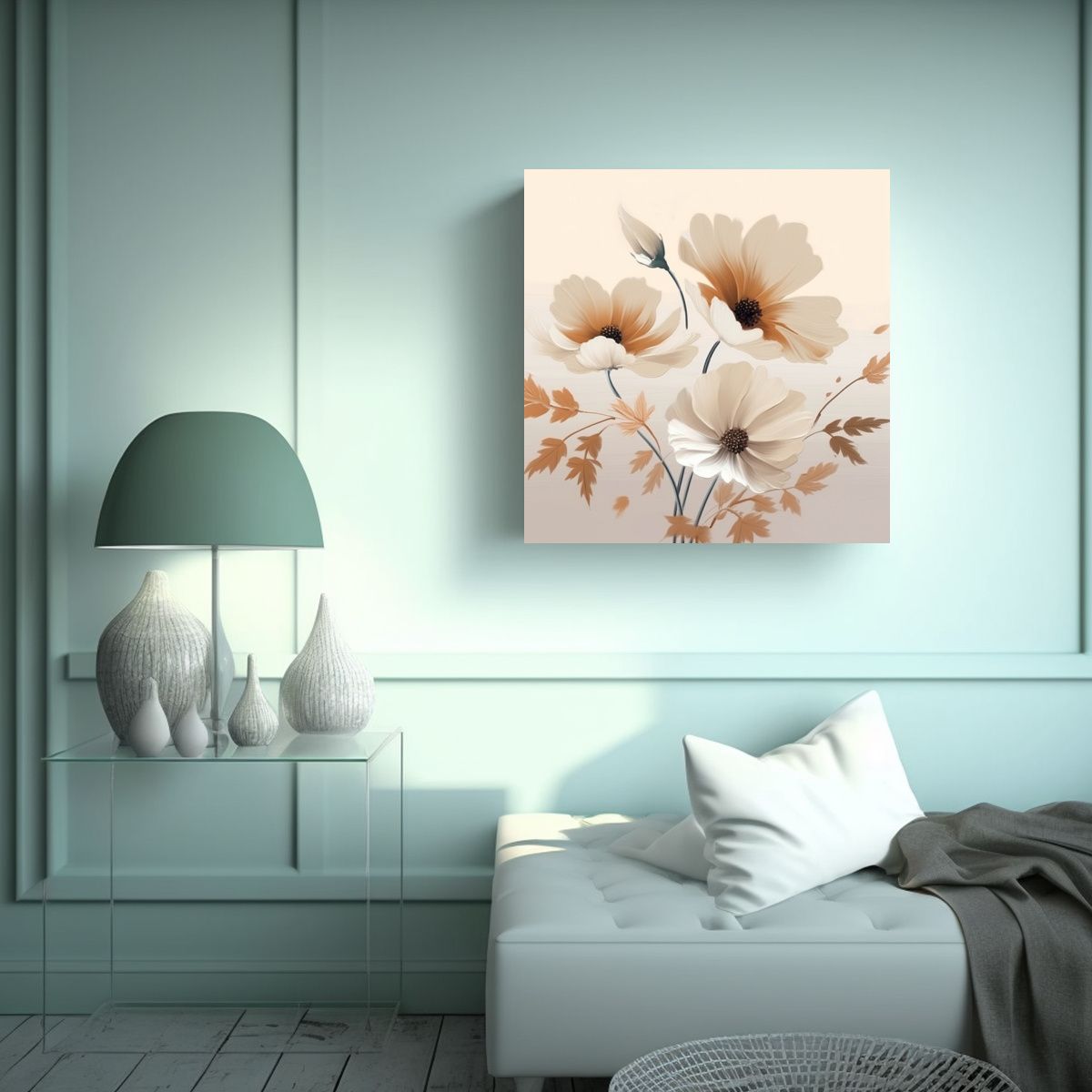 GENERICO - Arte Suave Lienzo Beige Flores Estilo Artístico 60x60 Cm