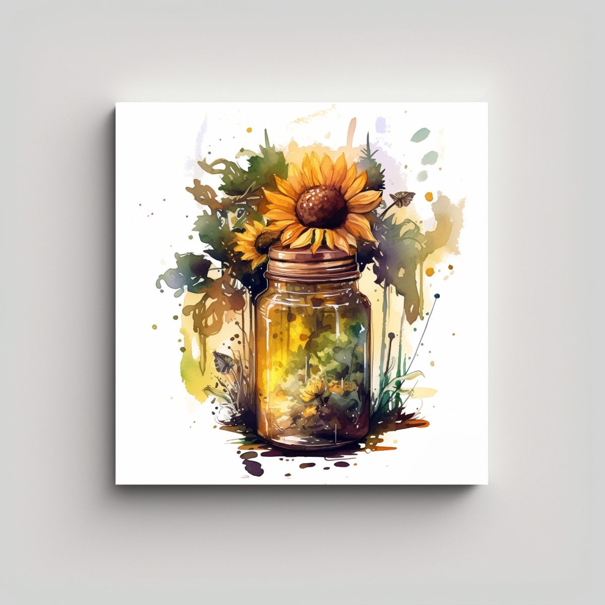 GENERICO - Lienzo Vistoso Cuento De Hadas Tarro Girasoles 60x60 Cm