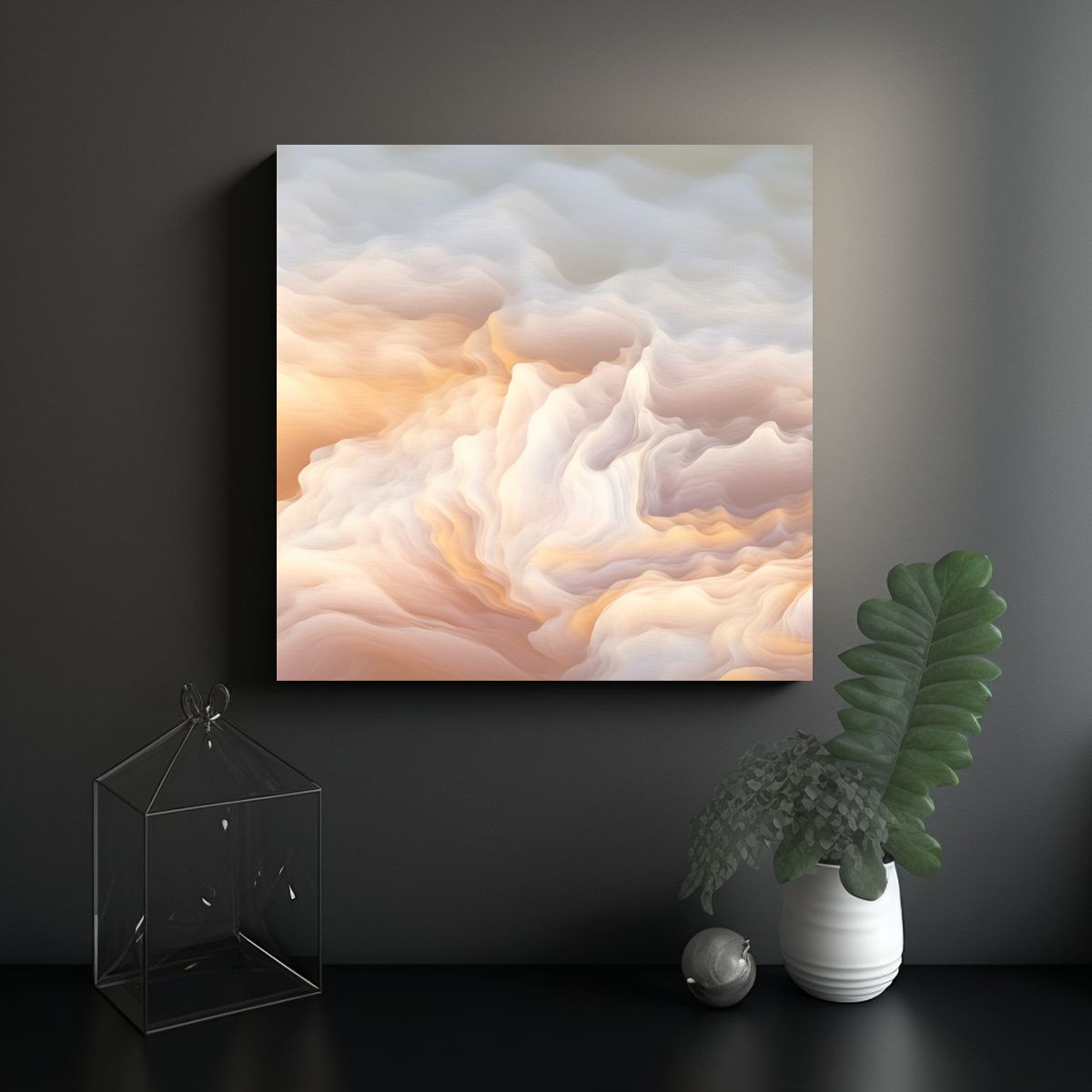 GENERICO - Pintura Abstracta De Nubes Cremosas En Fondo 60x60 Cm