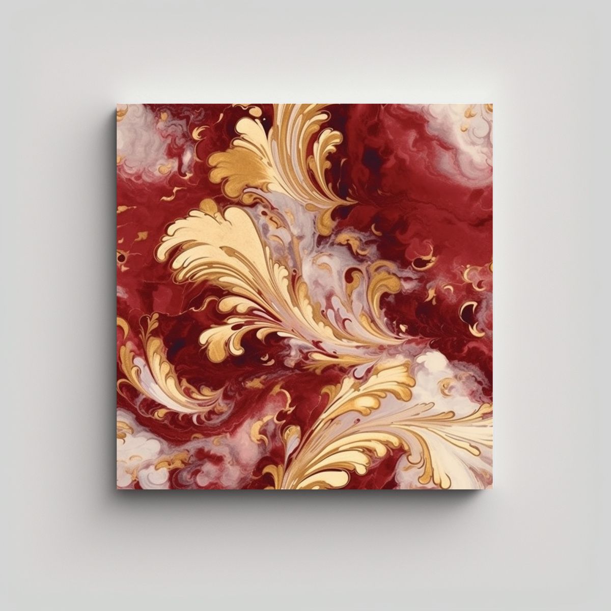 GENERICO - Pintura Movimiento Comedor Gran Cuadro Granate Y 60x60 Cm