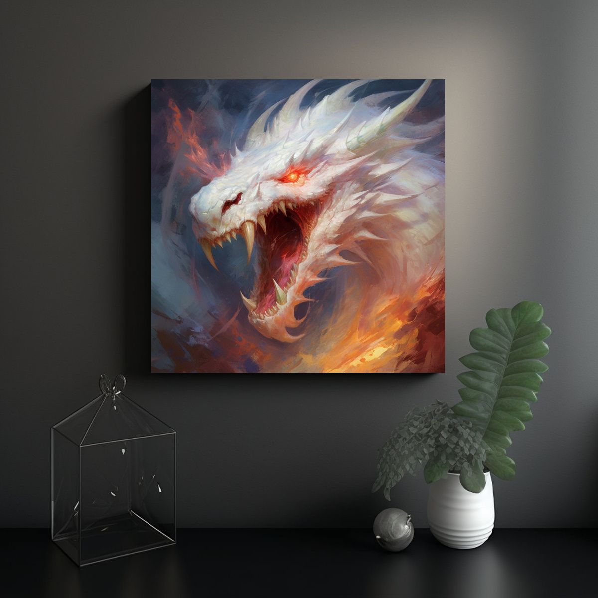 GENERICO - Pintura Decorativa De Dragón Blanco Con Estilo 60x60 Cm