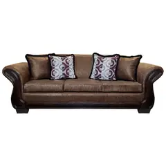 AMERICA DECORA - Sofá Con Resorte Estructural 4 Cuerpos Finis Envejecido Café Claro