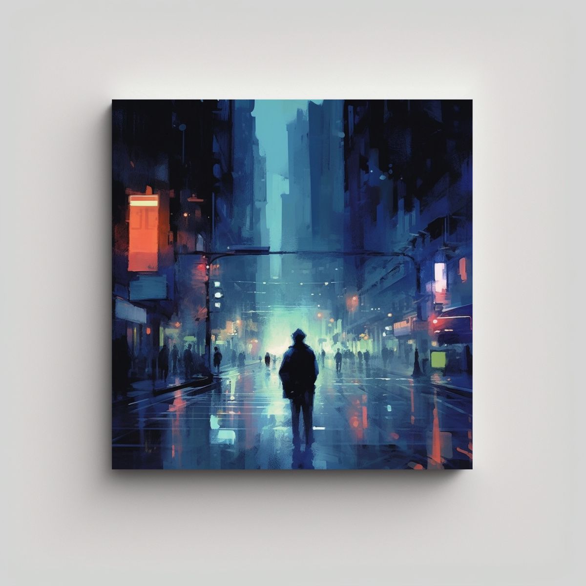 GENERICO - Pintura Cuadrada Armonía Nocturna En La Ciudad 60x60 Cm