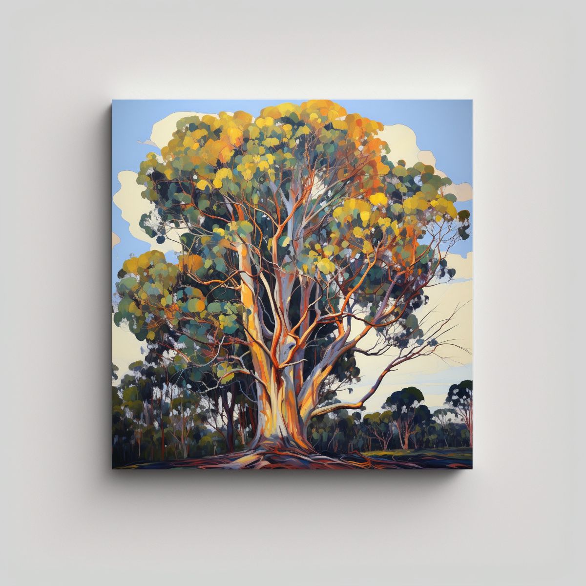 GENERICO - Pintura Abstracta De árbol De Eucalipto En óleo 60x60 Cm