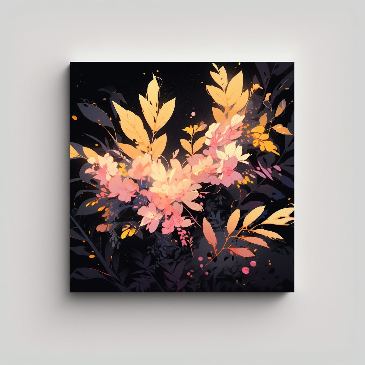 GENERICO - Cuadro De Armonía Cromática Amarillo Y Rosa Con 60x60 Cm