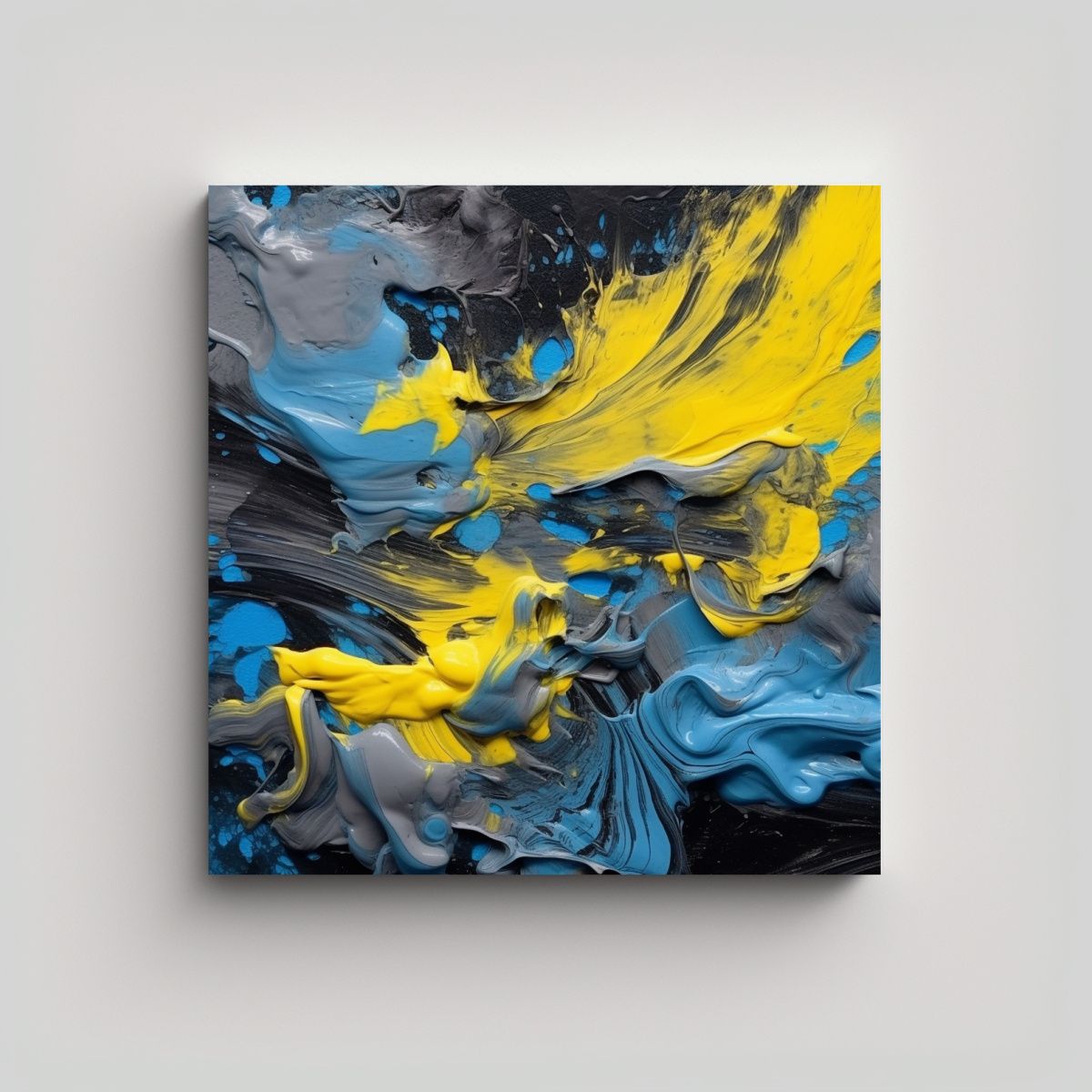 GENERICO - Cuadro Cocina Colores Amarillo Azul Negro Blanco 60x60 Cm