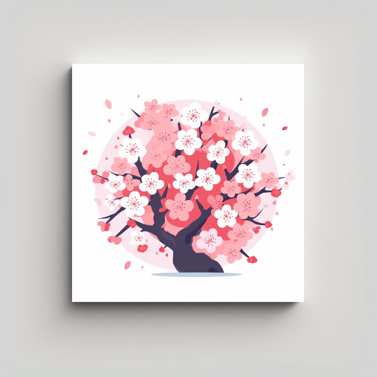 GENERICO - Dibujo Brillante De Sakura En Tela En Bastidor 60x60 Cm