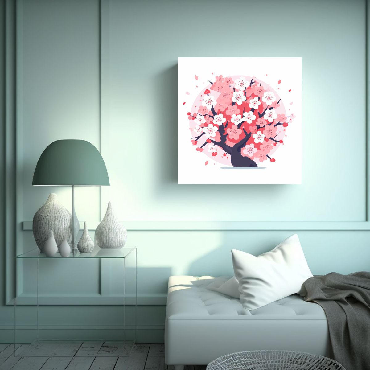GENERICO - Dibujo Brillante De Sakura En Tela En Bastidor 60x60 Cm