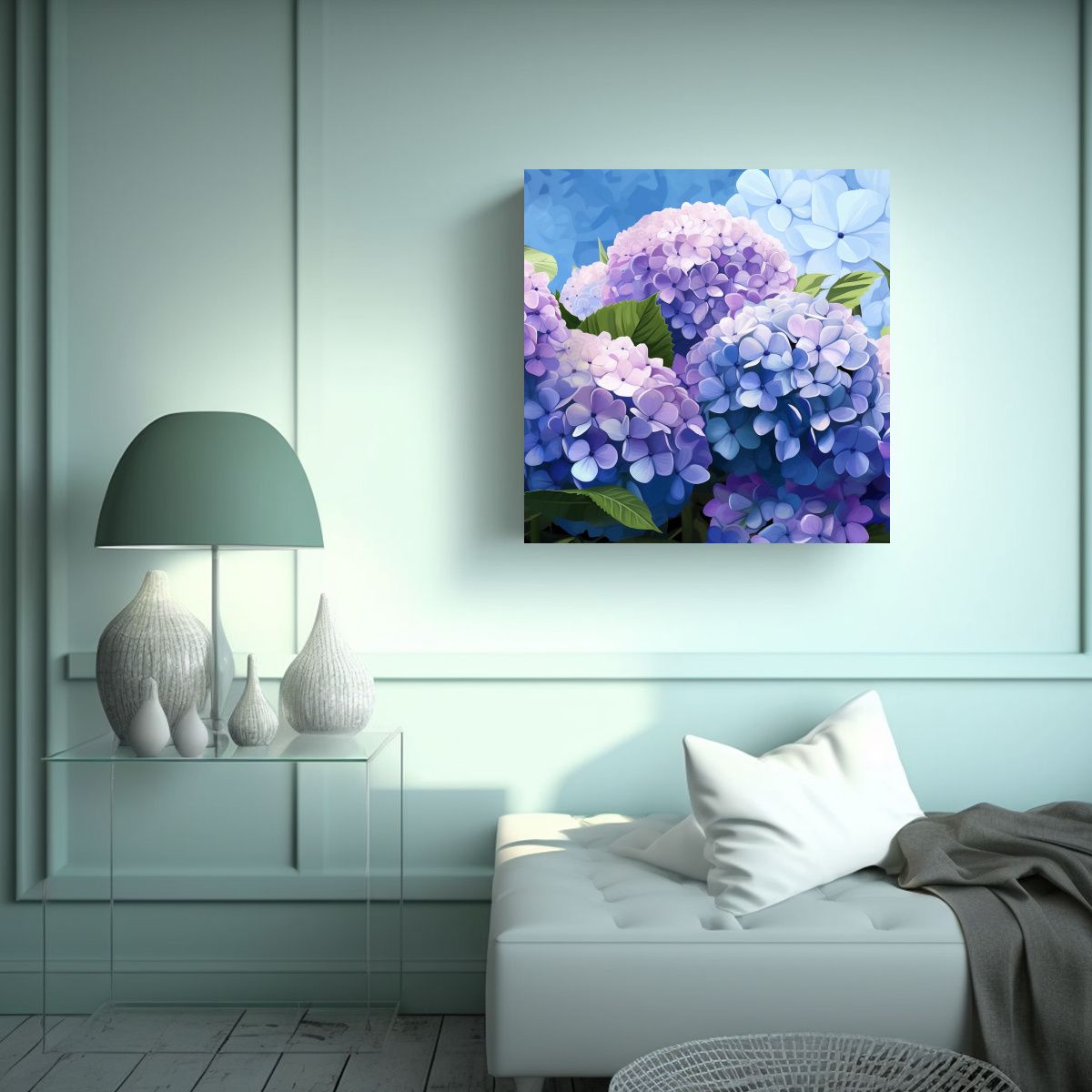 GENERICO - Ilustraciones Elegantes De Hortensias En Vector - 60x60 Cm