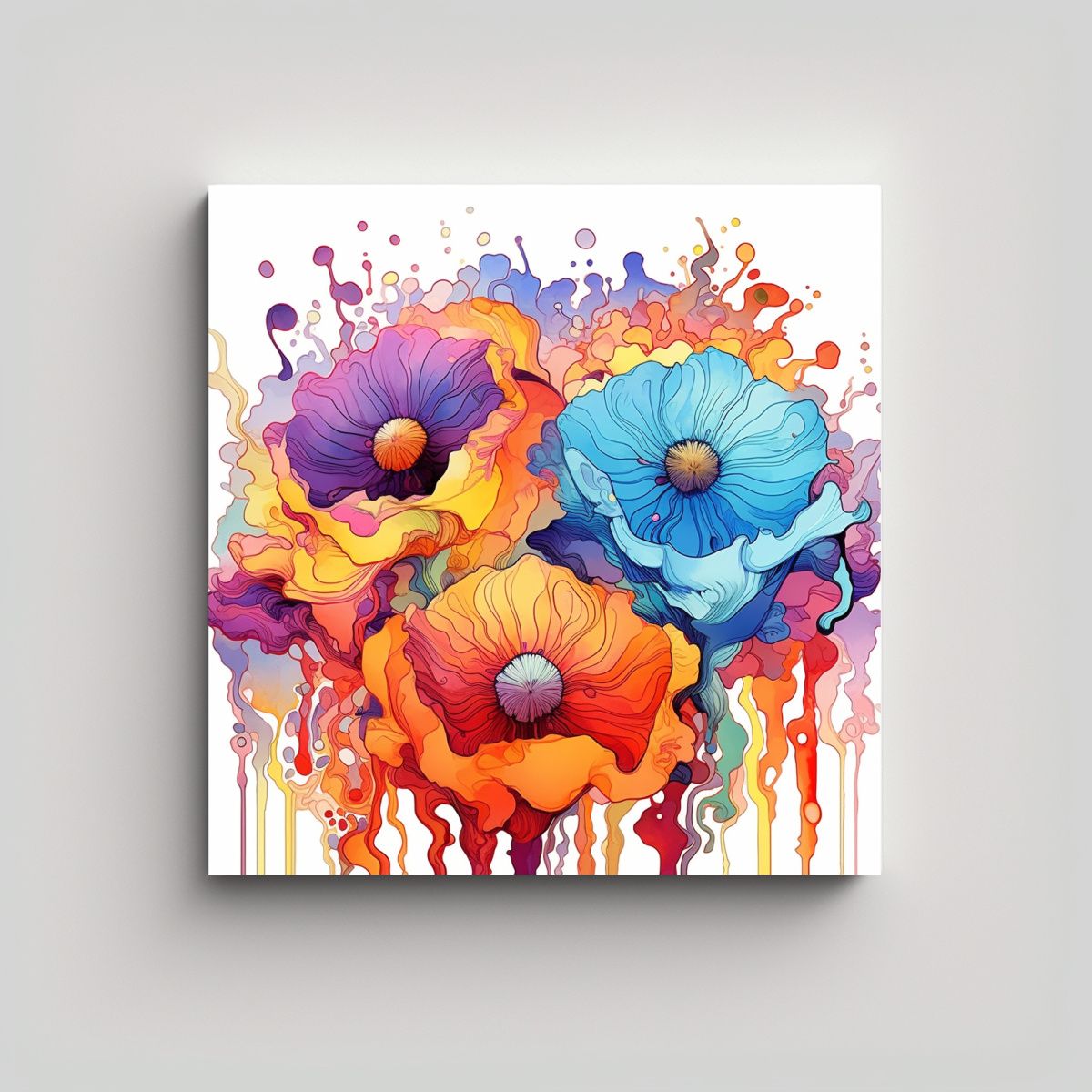 GENERICO - Armonía De Colores En Lienzo Abstracto De Flores 60x60 Cm