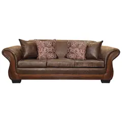AMERICA DECORA - Sofá Con Resorte Estructural 4 Cuerpos Finis Envejecido Café Claro X