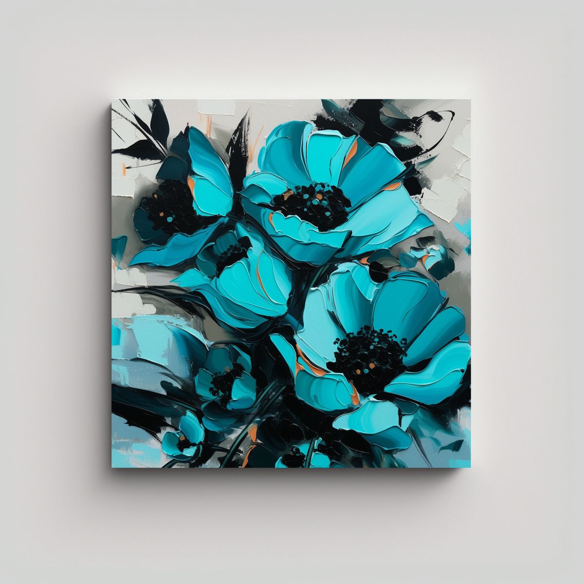 GENERICO - Cuadro Acuarela Belleza Natural En Turquesa Y 60x60 Cm