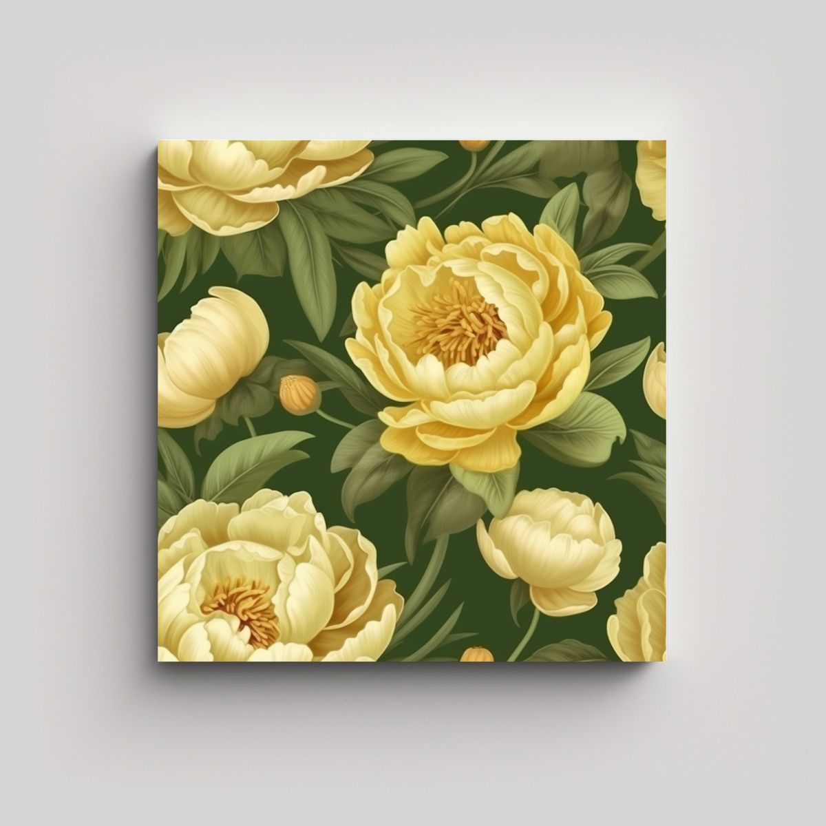 GENERICO - Arte Vintage Con Patrón De Peonía Amarilla En 60x60 Cm