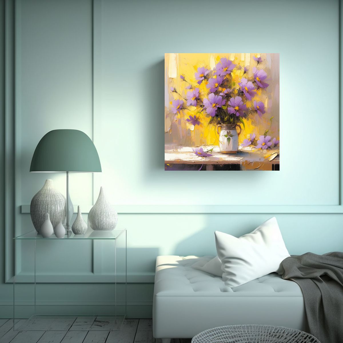 GENERICO - Cuadro Galería Vitalidad Flores Amarillas Y 60x60 Cm